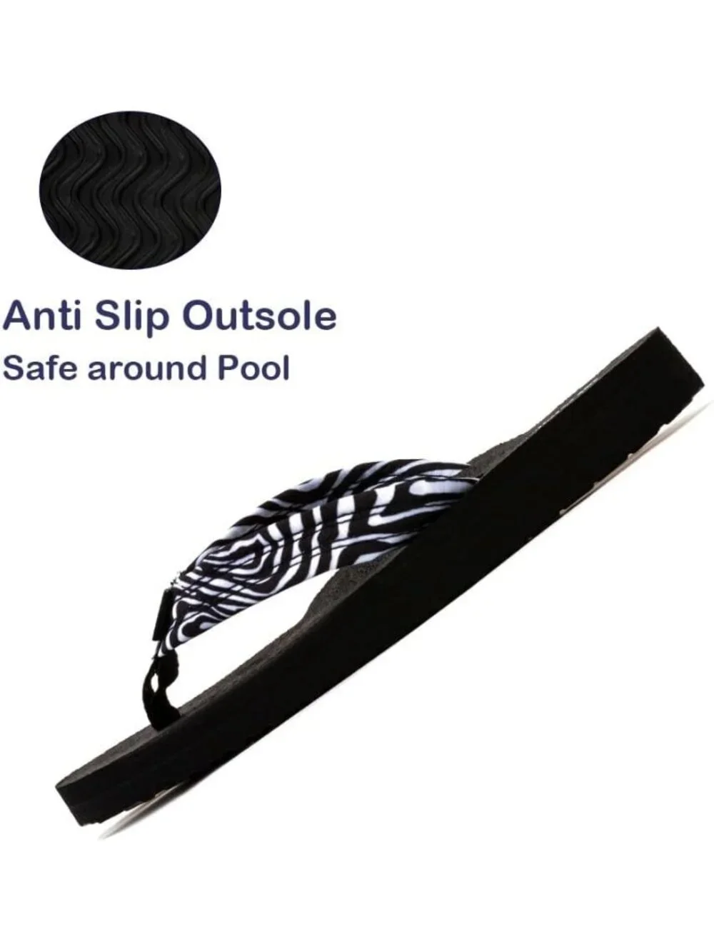 Women's Floral Black Zebra Comfortable Flip Flops Summer Beach Thong Sandals